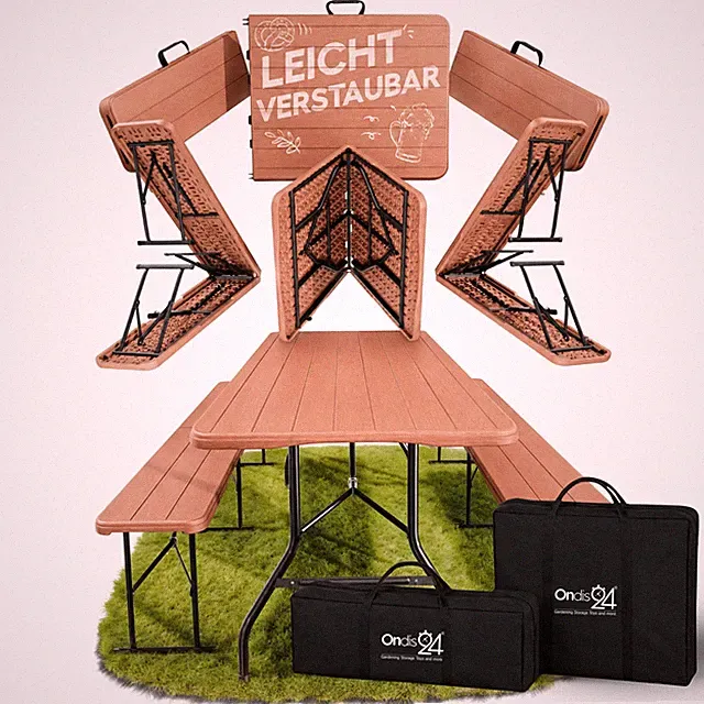 Biertischgarnitur Campinggarnitur Bierbank Lisa Klapptisch 3 tlg Set Ondis24