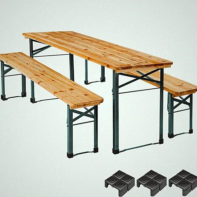 Bierzeltgarnitur klappbar 3-teilig Tannenholz wasserabweisend Garten Outdoor Set