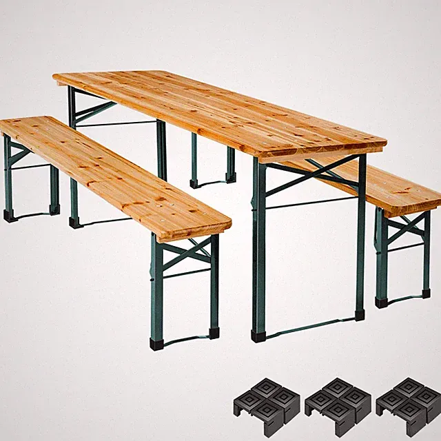 Bierzeltgarnitur klappbar 3-teilig Tannenholz wasserabweisend Garten Outdoor Set