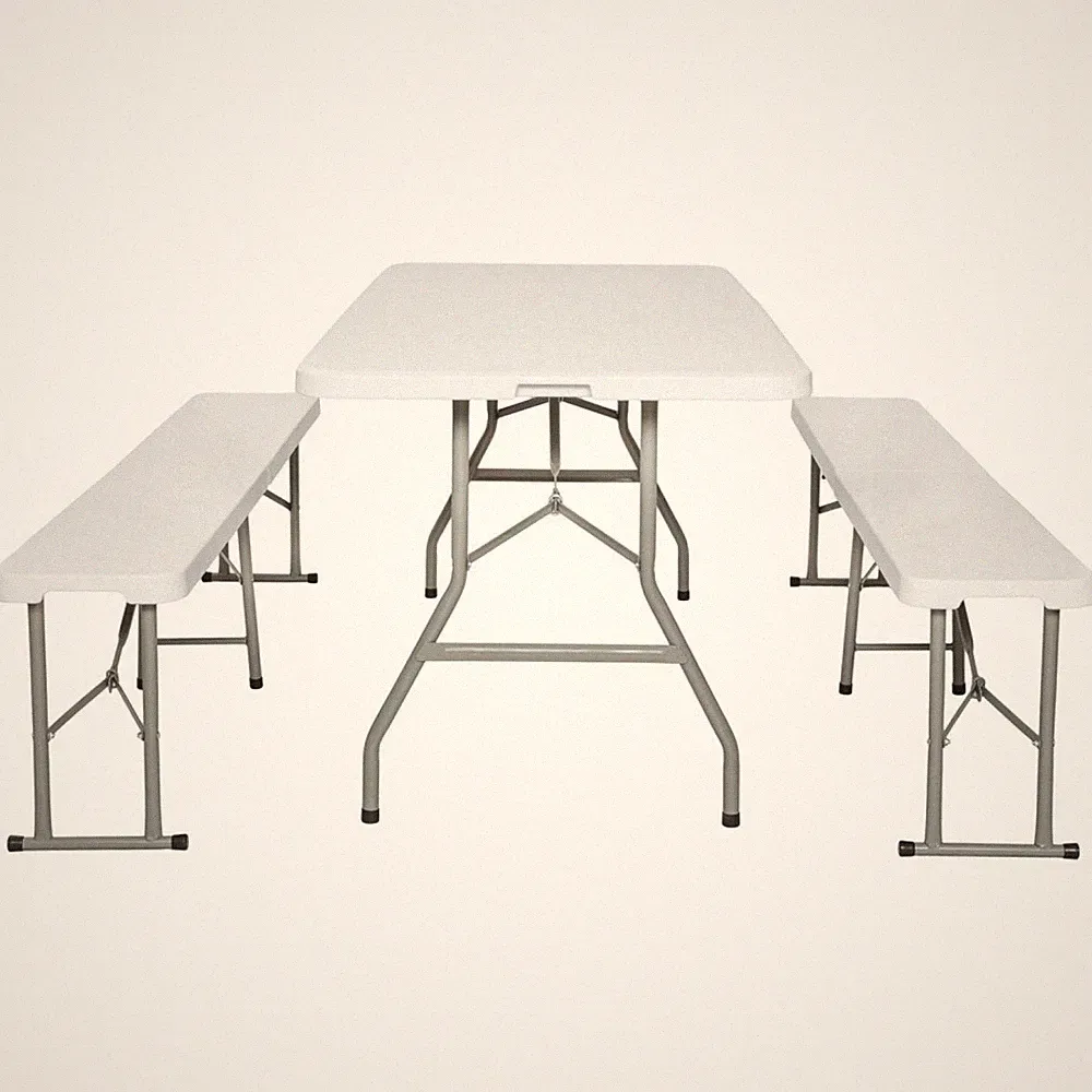 Bierzeltgarnitur Klapptisch 180cm 2 Bänke 183cm Camping Set Gartengarnitur Cater