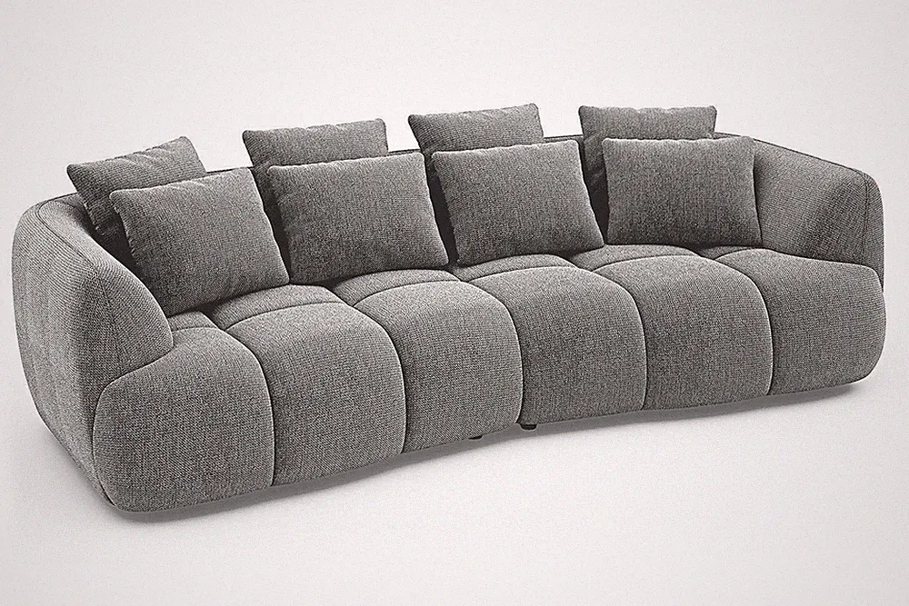Bigsofa XXL-Sofa Couch Megasofa mit Kissen Grau Webstoff 278 x 130 cm