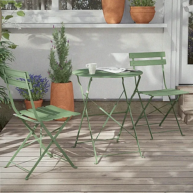 Bistro Set 3 Stück Stahl Klappbar Gartenmöbel Sitzgruppe 2 Stühle