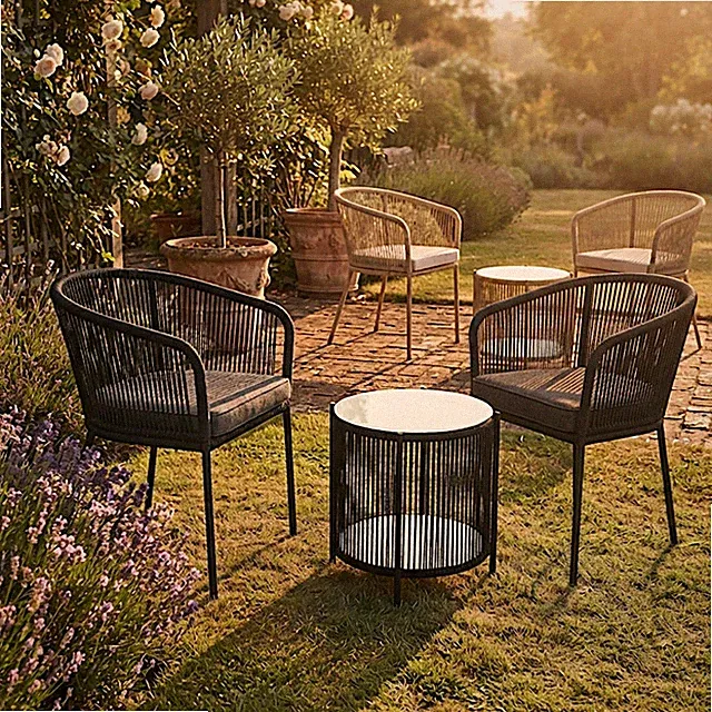 Bistro Set Balkonmöbel Sitzgruppe Outdoor Gartenset 2 Personen Rope Gartenset