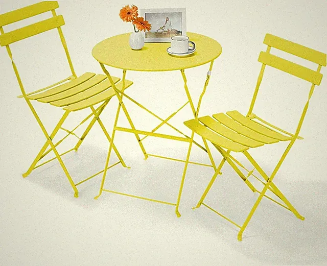 Bistroset 3-tlg Stahl Klapptisch Klappstühle Balkon Garten Sitzgruppe Metall