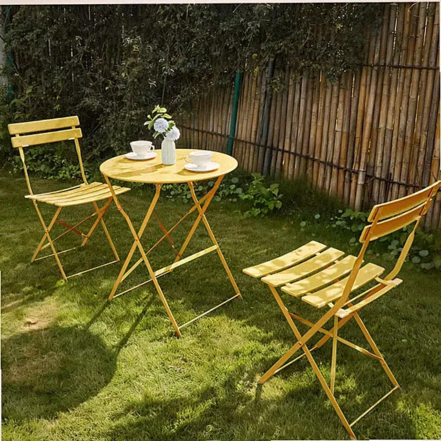 Bistrotisch 3 Stk Klappbar Gelb Balkonmöbel Wetterfest Bistro Set 2 Stühle Klein