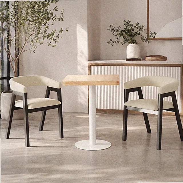Bistrotisch Esstisch Cafétisch Küchentisch MDF Stahlgestell Hellbraun Weiß