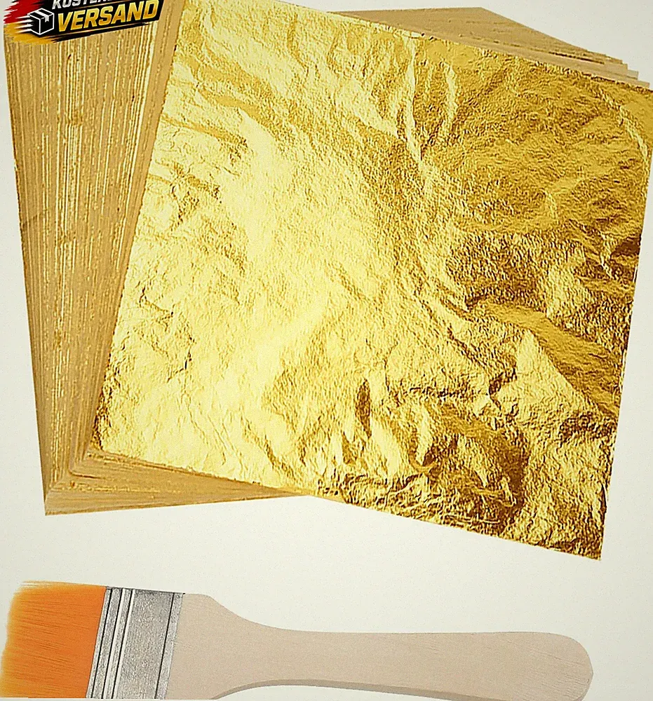 Blattgold Imitat für Dekoration Kunsthandwerk Nageldesign Holzmöbel 14x14cm 100S