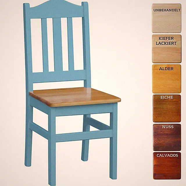 Blau Stuhl MASSIV KIEFER HOLZ -NEU weiß honig Landhausstil MASSIVHOLZ