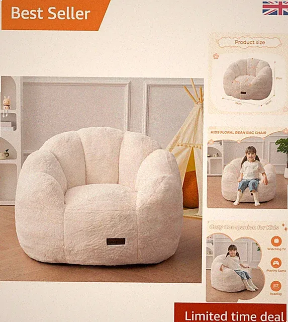Blumen Kunstfell Sitzsack Sofa für Kinder - Plüsch, stützend & stilvoll