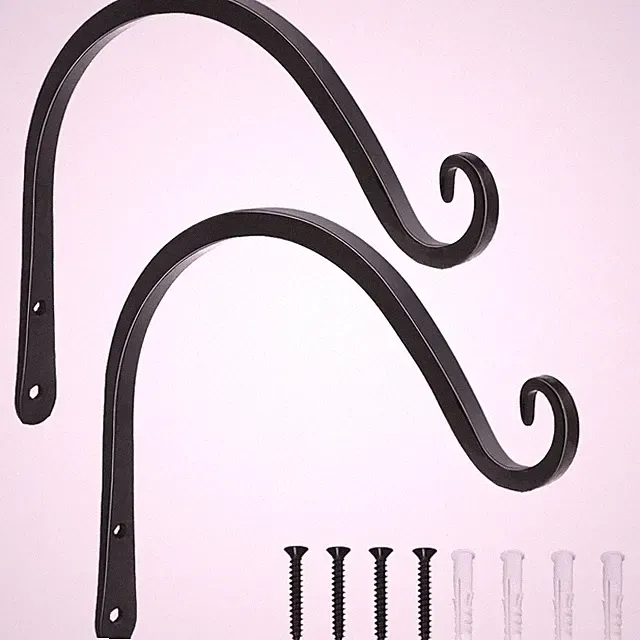 Blumenampelhalter Eisen Wandhaken 20cm, Wandhalter, Pflanzenhaken, schwarz, 2...