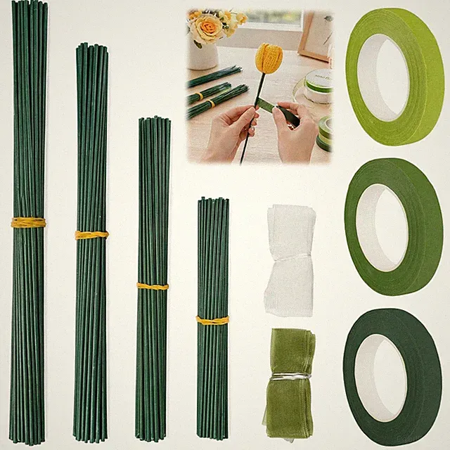 Blumendraht Set 120 Stück stabil rostfest für Blumensträuße & DIY-Garten
