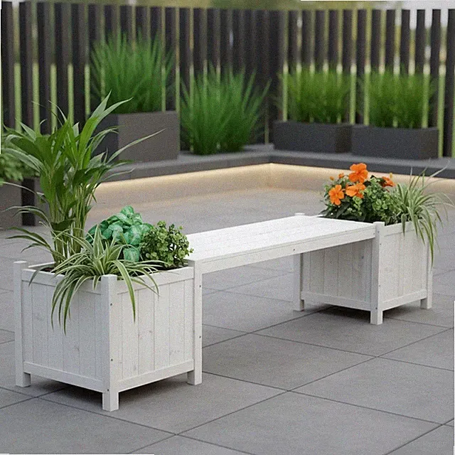 Blumenkasten Gartenbank 2in1 mit 2 Blumenkästen Holzbank Holz Garten Bank M01