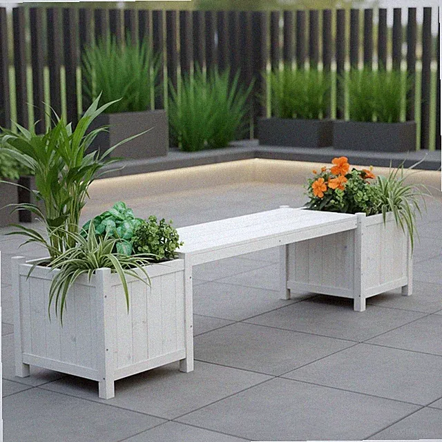 Blumenkasten Gartenbank 2in1 mit 2 Blumenkästen Holzbank Holz Garten Bank M01