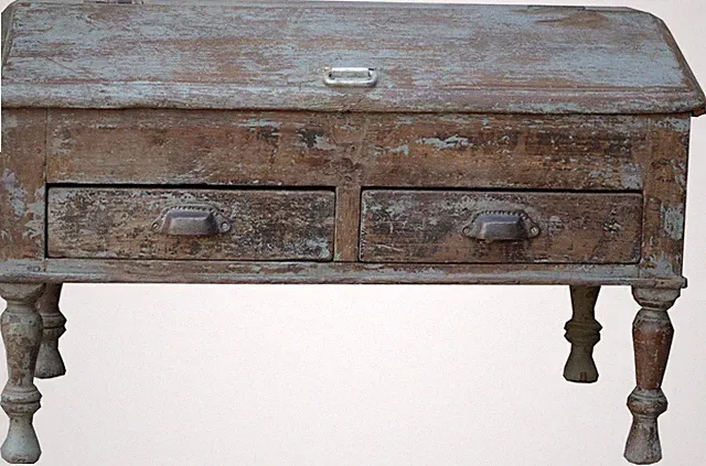 Boden Schreibpult, Truhe / Holztruhe im Shabby Chic Look mit 2 Schubladen - Mod