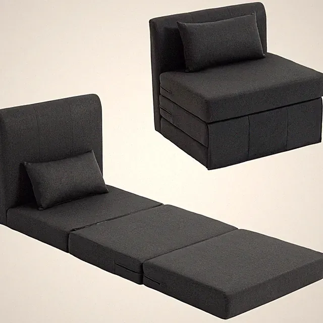 Bodensessel 2-in-1 Klappbar Schlafsofa mit Kordoptik für Wohnzimmer, Dunkelgrau