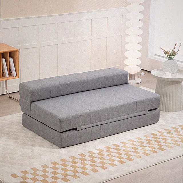 Bodensofa 2-in-1 Klappbar Schlafsofa mit Leinenoptik f��r Wohnzimmer Refurbished