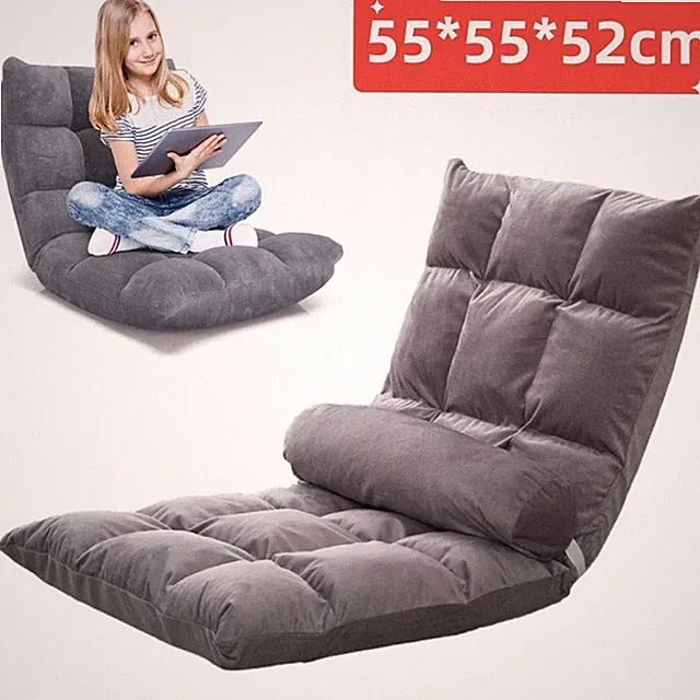 Bodenstuhl Bodensessel mit 5-Fach Verstellbarer Rückenlehne Sofa-Sessel Grau