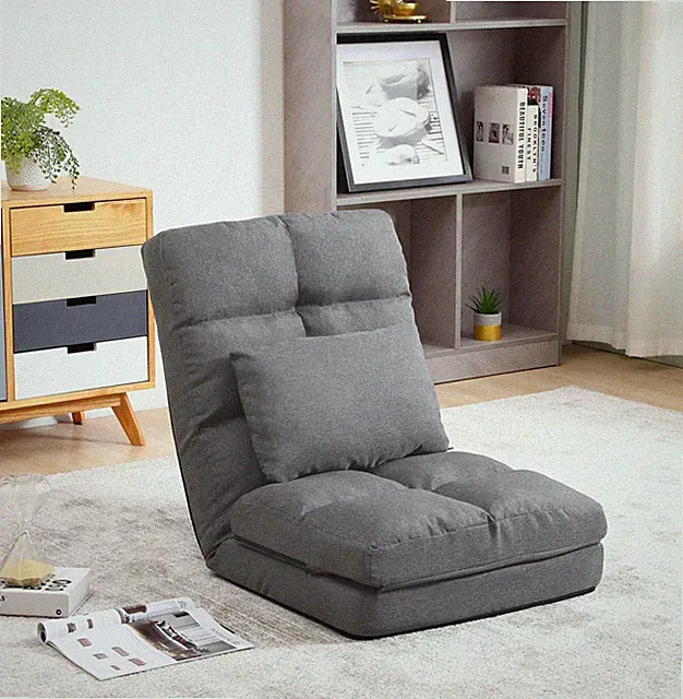 Bodestuhl Bodensessel Sofa mit Kissen bis 150kg Belastbar Grau
