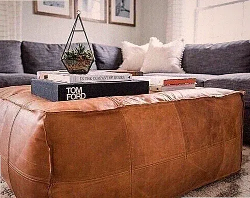 Boho marokkanischer quadratischer Leder Pouf 30" Distressed braun ungefüllt C...