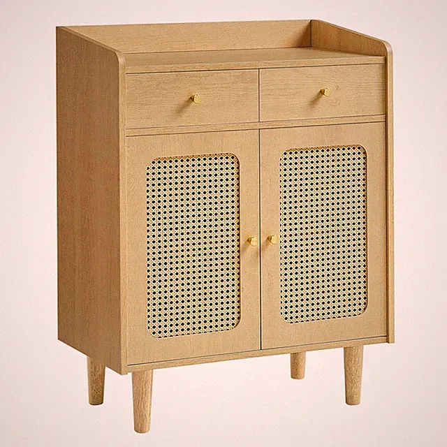 BOHOVEN Kollektion Sideboard, Küchenschrank mit Türen in RattanOptik, Aufbew...