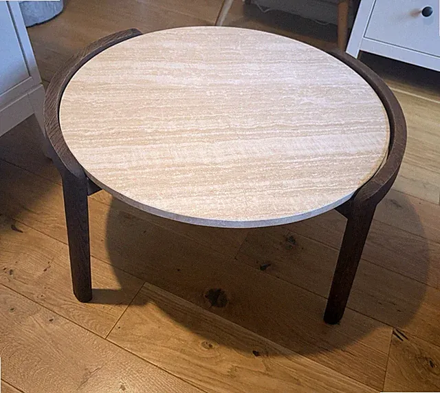 Bolia Couchtisch rund 65x65x35 cm Holz & Marmor beige/braun