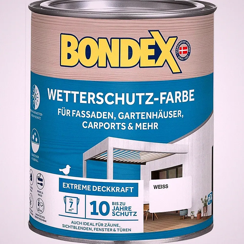 Bondex Wetterschutz Farbe Weiss außen Holzschutz für Garten Möbel 3 Liter
