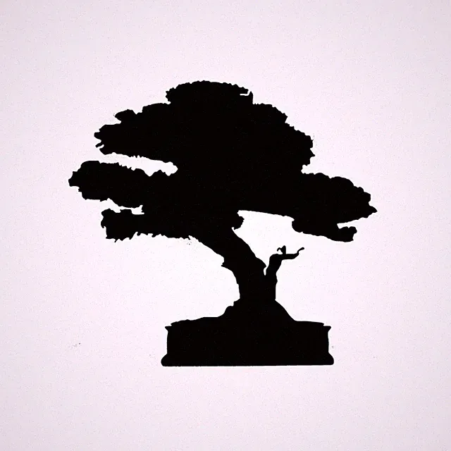 Bonsai Baum Pflanze Wandaufkleber Abziehbild Zuhause Japanisch Vinyl - Silhouette