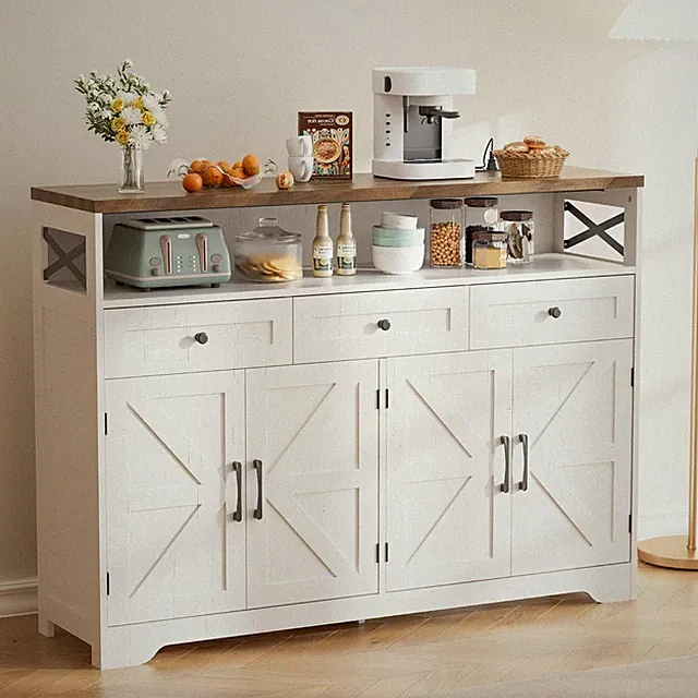 Bonvache Sideboard, Küchenschrank Mit Schubladen, Aufbewahrungsschrank, Anrichte