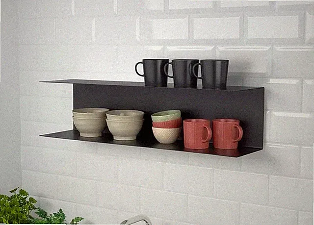 BOTKYRKA (von IKEA) Design Wandregal, anthrazit schwarz matt, 80x20cm, Stahl,rar