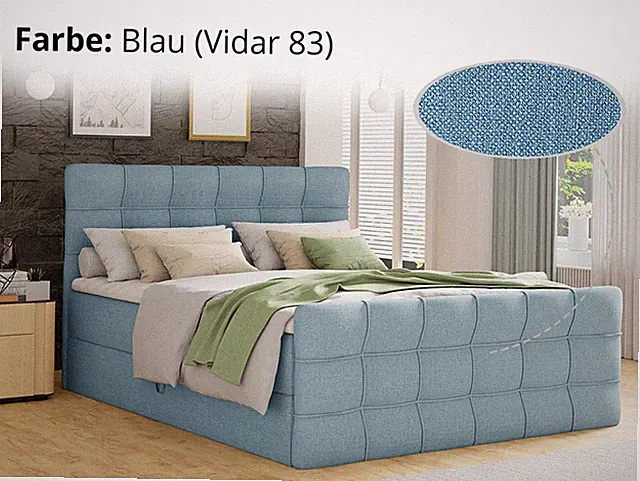 Boxspringbett Best Lux mit Fußteil, 2 Bettkästen, Bonell-Matratze und Topper