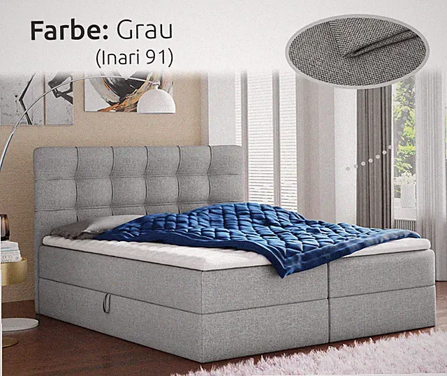 Boxspringbett BEST mit 2 Bettkästen, Doppelbett mit Bonell-Matratze + Topper
