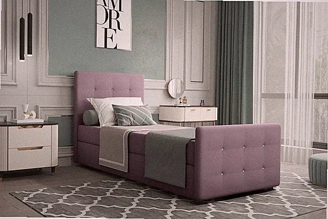 Boxspringbett Gästebett MARKOS 100x200cm Bettkasten Seite Links Stoff Violett