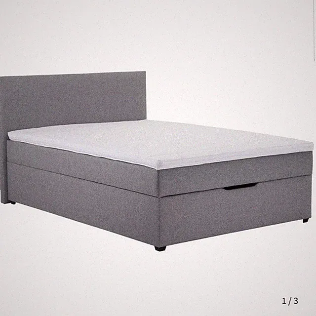 Boxspringbett Grau 140x200 mit Aufbewarungsbox Bettkasten Doppelbett