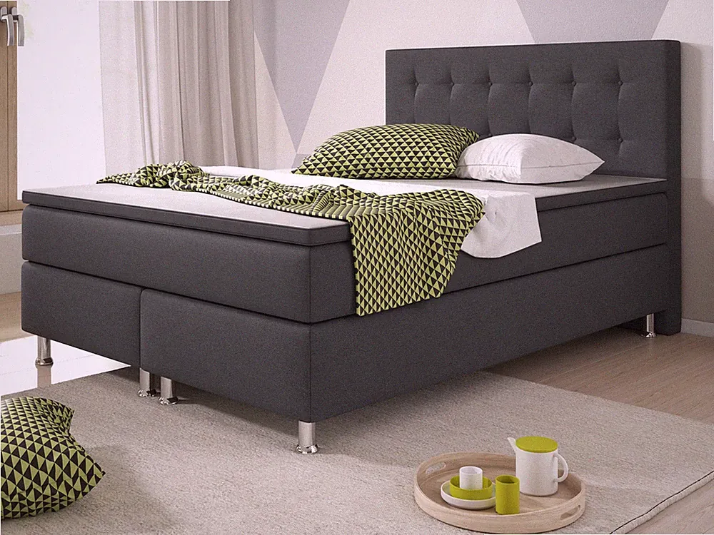 Boxspringbett Köln 140x200 cm Webstoff Anthrazit