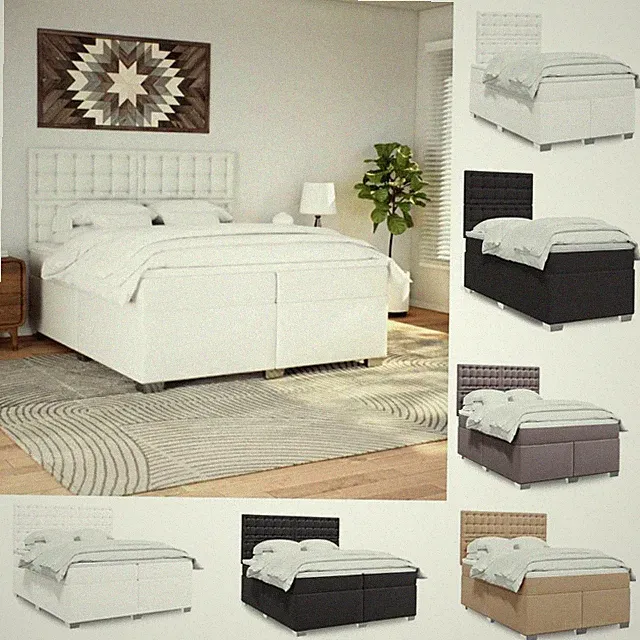 Boxspringbett Matratze LED Bett Bettgestell Polsterbett Kunstleder vidaXL