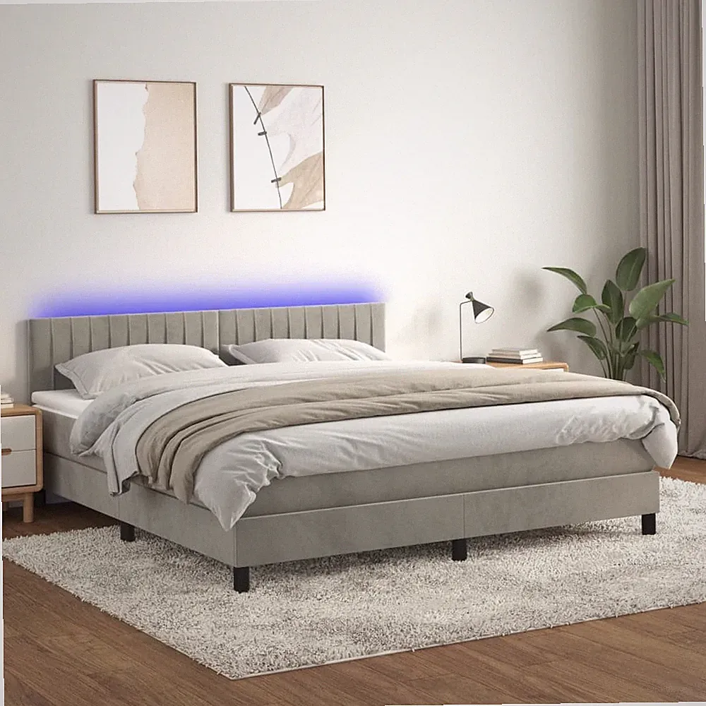 Boxspringbett Matratze LED Bett Bettgestell Polsterbett Lattenrost Samt vidaXL