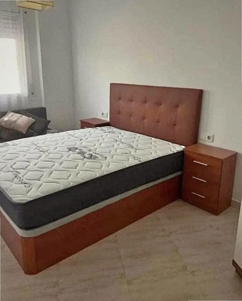 Boxspringbett modern, gepolstertes Kopfteil, Matratze, 140x200 Weiß/Grau