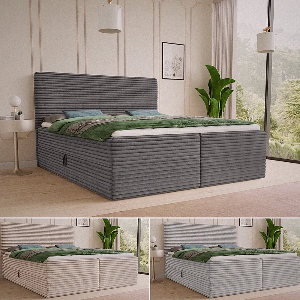 Boxspringbett MOLLO bett bettkasten topper Doppelbett mit Bonell-Matratze cord