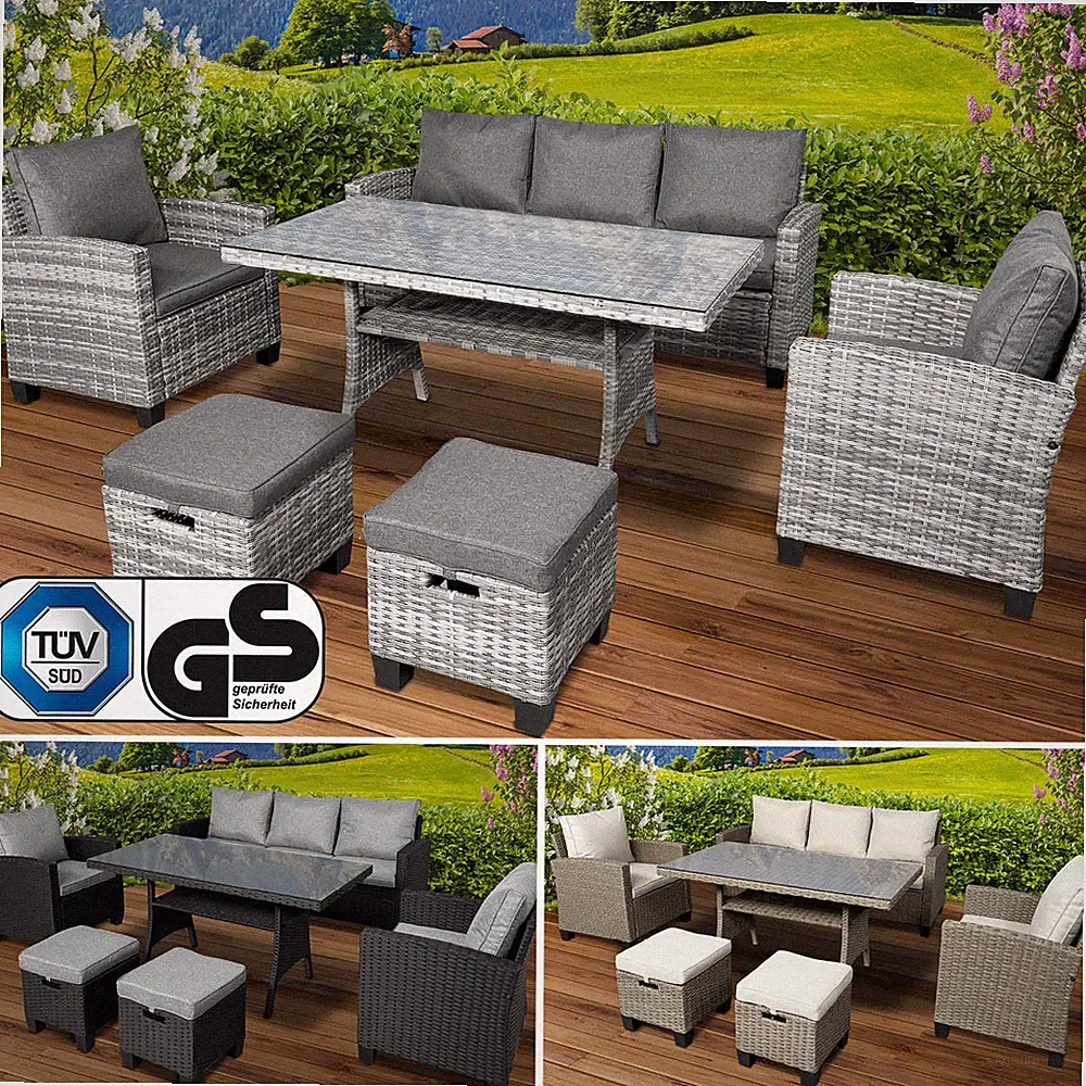 BRAST Poly Rattan Sitzgarnitur Delight Gartenmöbel Essgruppe Lounge Sitzgruppe