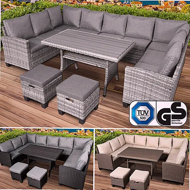 BRAST Poly Rattan Sitzgarnitur Family Gartenmöbel Essgruppe Lounge Sitzgruppe