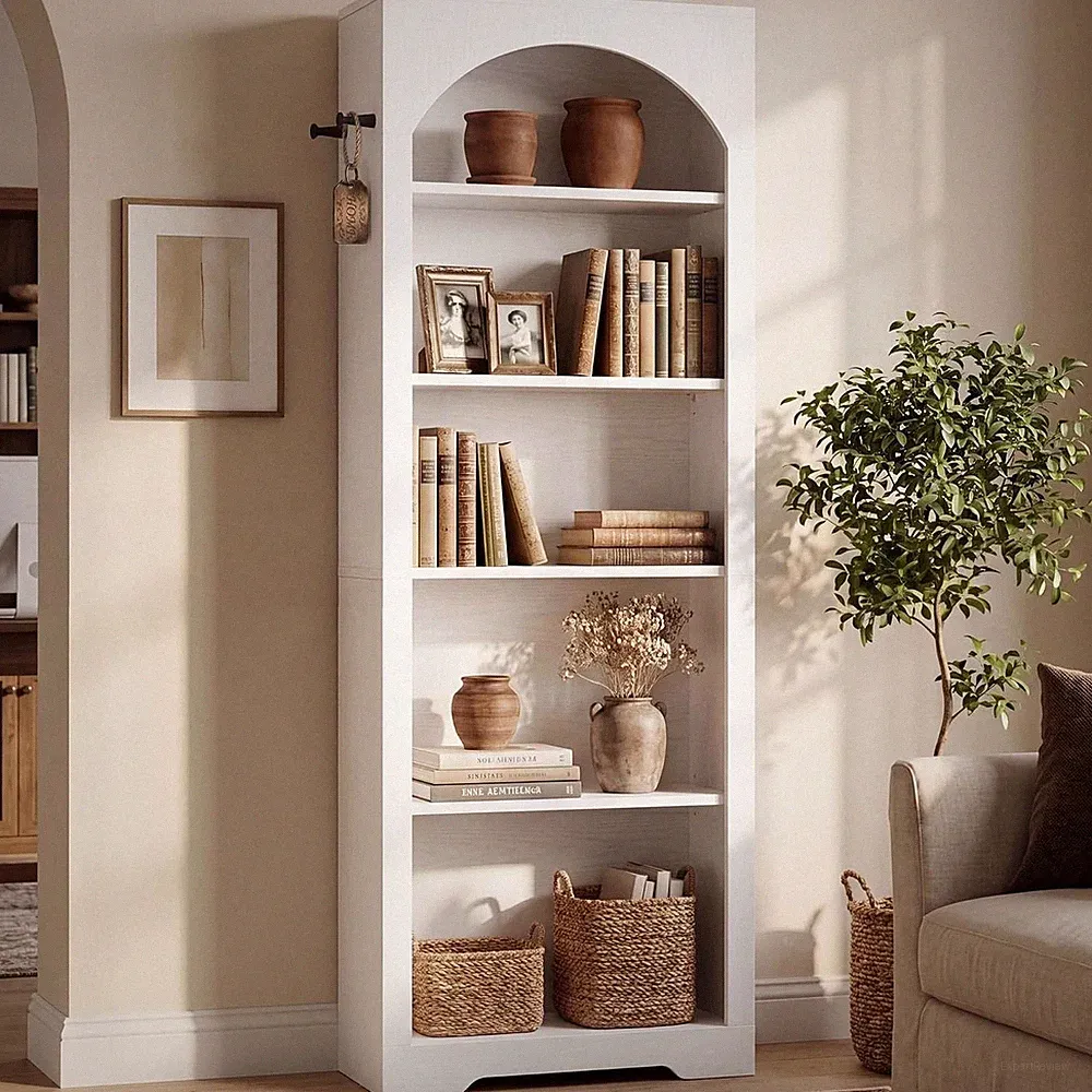 Bücherregal 5 Ebenen 180 cm Rundbogen MDF 2 H