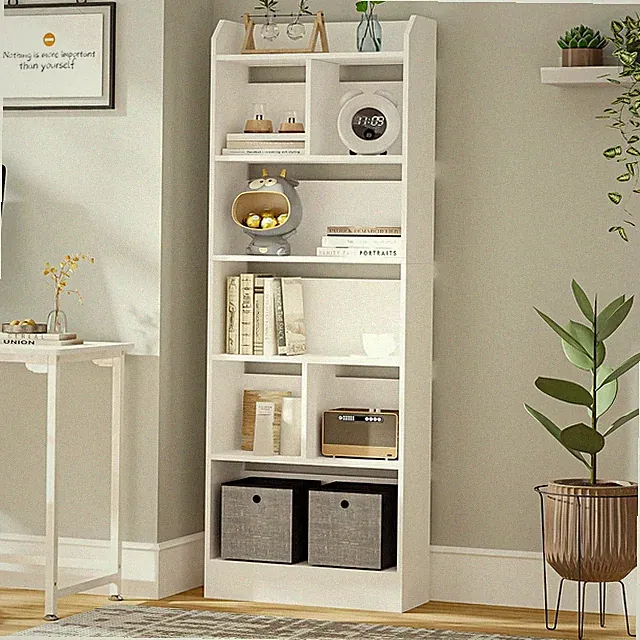 Bücherregal 6 Fächer Weiß 24x60x170 cm
