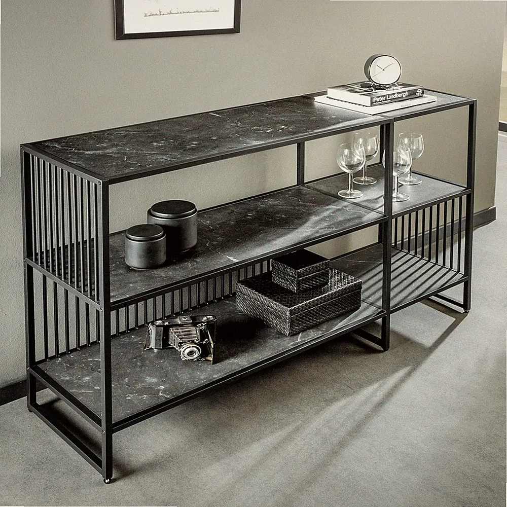 Bücherregal ARCHITECTURE - 120cm - graphit - schwarz - Metall - Industrial Regal
