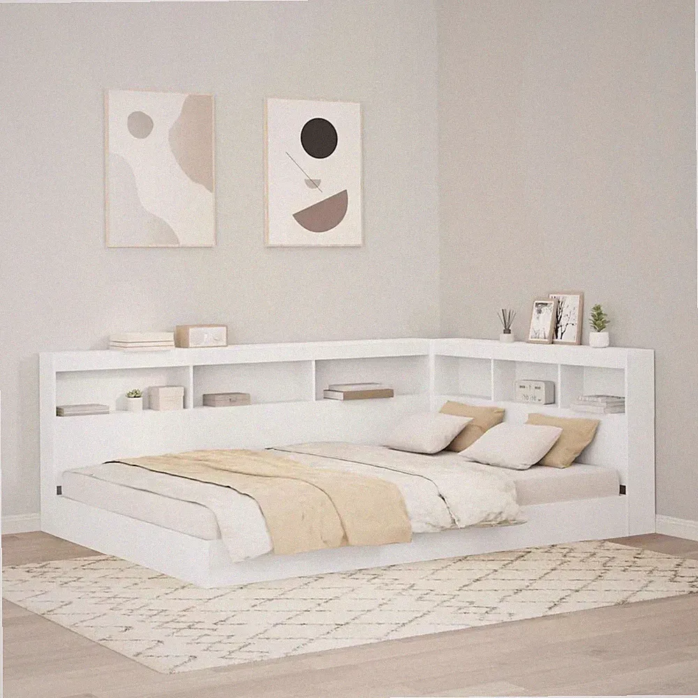 Bücherregal-Bett mit Kopfteil mit Speicher Holzwerkstoff Schlafzimmerbett vidaXL
