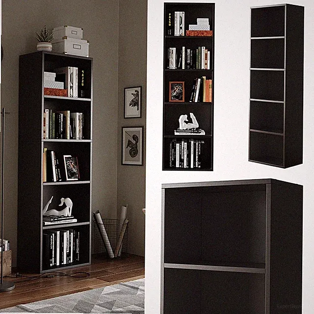 Bücherregal Bob Schwarz 40 x 132 cm mit 5 Fächern Vicco