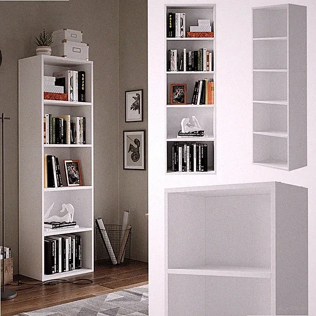 Bücherregal Bob Weiß 40 x 132 cm mit 5 Fächern Vicco