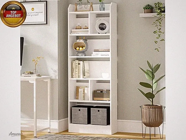 Bücherregal, Bücherschrank, mit 6 Fächern, Aufbewahrungsregal, Standregal, für W