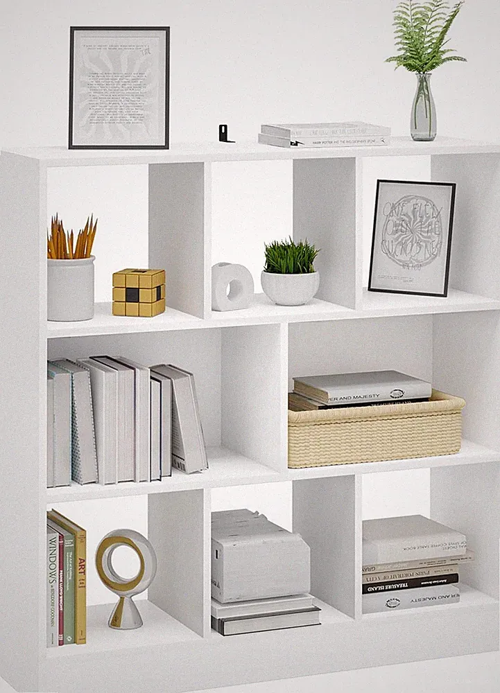 Bücherregal Bücherschrank mit 8 Fächern Aktenregal Würfelregal Standregal Weiß
