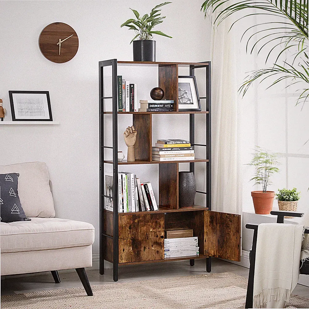 Bücherregal Bücherschrank Raumteiler 4 Fächer Standregal Holz VASAGLE LBC022B01