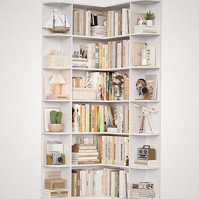 Bücherregal Eckbücherregal 6 Ebenen Eckschrank L-Form Bücherschrank 80x84x185 cm
